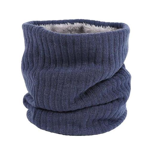 Écharpe À Anneau Tricotée Pour Hommes Et Femmes, Écharpe Élastique Épaisse, Chauffe-Cou Pour Garçons Et Filles, Écharpes Unisexes En Peluche, Taille Unique, Bleu Marine, Hiver