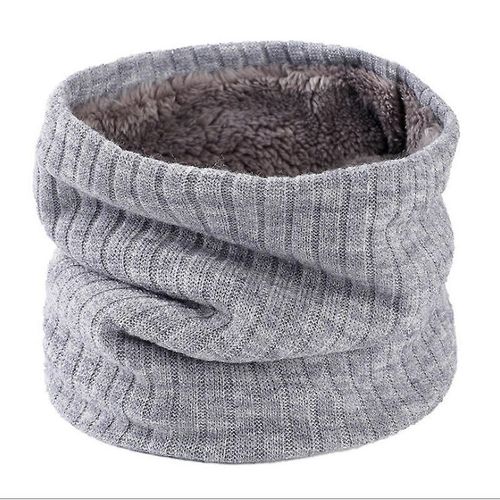 Hiver Automne Chaud Tricoté Écharpe Anneau Bandana Femmes Hommes Solide Laine Écharpe Châle Cou Wrap Taille Unique Gris