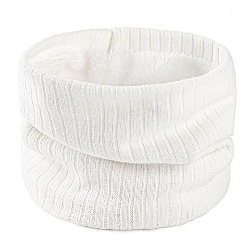 Hiver Automne Chaud Tricoté Écharpe Anneau Bandana Femmes Hommes Solide Laine Écharpe Châle Cou Enveloppement Taille Unique Blanco