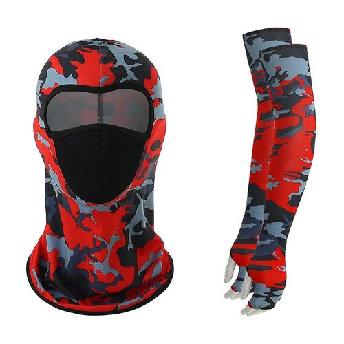 Camping Randonnée Écharpes Cyclisme Sports Bandana Bras Manches Plein Air Bandana De Cyclisme Hommes Femmes Cou Tube Écharpe Magique Taille Unique Camouflage Rouge