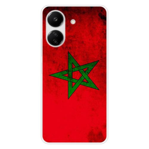 Coque En Silicone - Compatible Xiaomi Redmi 13c 4g - Design Drapeau Maroc