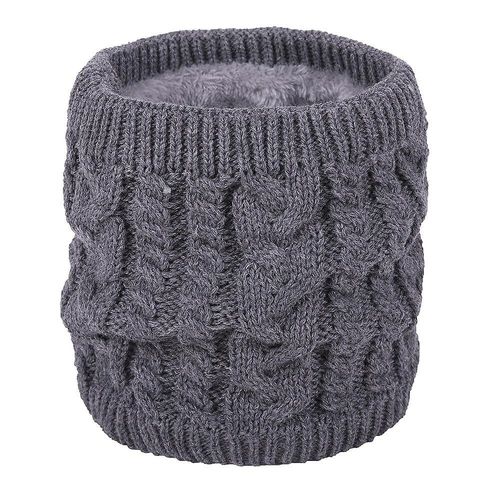 Automne Hiver Écharpe En Laine Hommes Femmes Mode Couleur Pure Sauvage Tricoté Écharpe Velours Chaud Cou Écharpe Taille Unique Gris