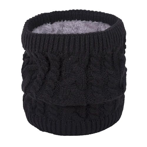 Automne Hiver Écharpe En Laine Hommes Femmes Mode Couleur Pure Sauvage Tricoté Écharpe Velours Chaud Cou Écharpe Taille Unique Noir
