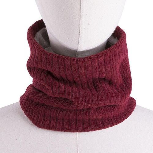 Écharpe D'hiver Tricotée Pour Hommes Et Femmes, Écharpe Élastique Épaisse, Chauffe-Cou Pour Garçons Et Filles, Écharpes Unisexes En Peluche, Taille Unique, Rouge Vin