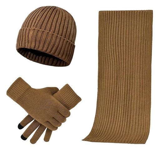Gants Écharpe Tricotés En Laine Épaisse Pour Hommes Et Femmes De Style Européen Et Américain Ensemble Chaud Ensemble Trois Pièces Taille Unique Kaki À Rayures