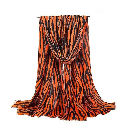 Automne Hiver Européen Et Américain Imprimé Réactif Multicolore Satin Écharpe Motif Zèbre Femmes Écharpe Taille Unique Naranja