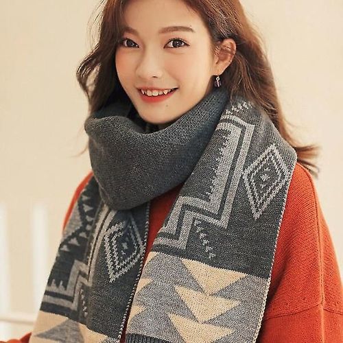 Printemps Automne Hiver Hommes Et Femmes Version Coréenne Simple De L'écharpe Chaude En Laine De L'étudiant Taille Unique Gris
