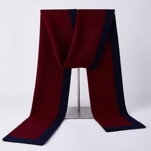 Écharpe En Pure Laine Mérinos Pour Hommes Nouvelle Écharpe D'hiver Haut De Gamme Britannique Simple Garçons Châle Coupe-Vent Et Chaud En Plein Air Cadeau D'anniversaire Taille Unique Bordeaux