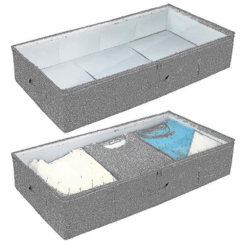 Cabilock 2 pièces sac de rangement sous le lit respectueux de l'environnement multi-fonctionnel sous le lit organisateurs de vêtements pochettes de rangement zippées sous le lit pour la chambre à coucher à la maison (gre