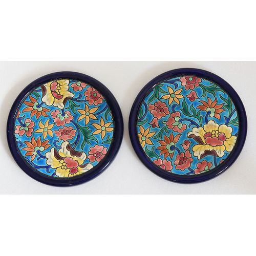 2 Sous Bouteilles Émaux De Longwy Diam 13 Cm Années 50/60 Très Bon État