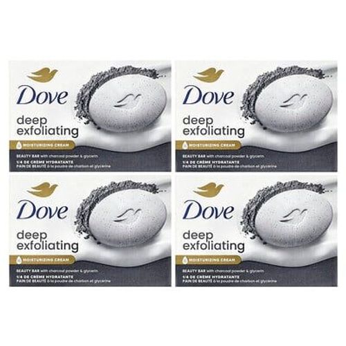 Dove, Barre De Beauté Exfoliante En Profondeur Avec Poudre De Charbon Et Glycérol, 4 Barres, 106 G Chacune 
