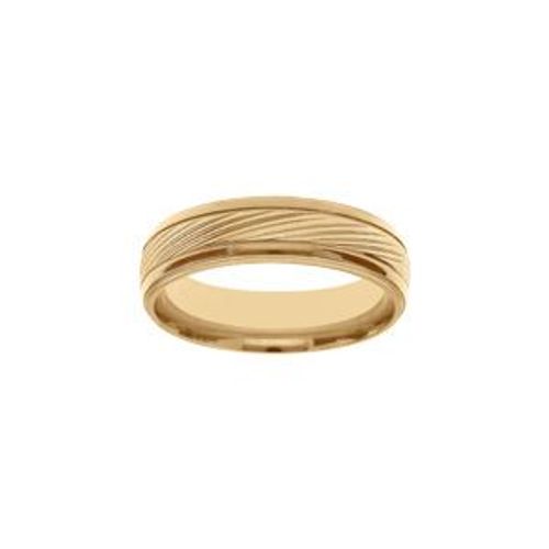 Bague Acier Doré Striée 6mm