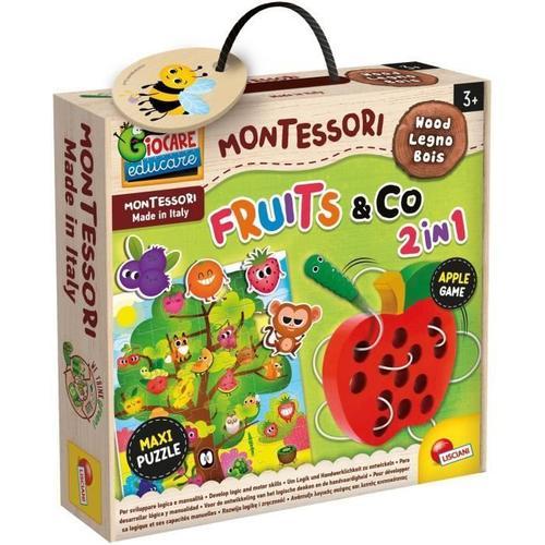 Fruit & Co 2 En 1 - Jeu D'apprentissage En Bois - Basé Sur La Méthode Montessori - Lisciani