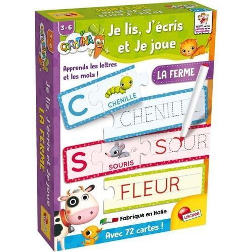 Je Lis, J'écris Et Je Joue Avec La Ferme - Carotina - Jeu D'apprentissage - 72 Cartes Effaçables - Lisciani