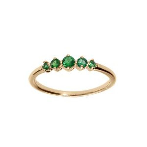 Bague Plaqué Or 5 Oxydes Verts Sertis