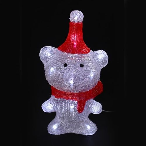 Personnage de Noël Ours avec bonnet lumineux 31cm