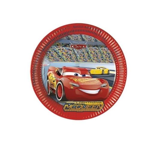 8 ASSIETTES CARTON 23CM - CARS Rouge, Bordeaux