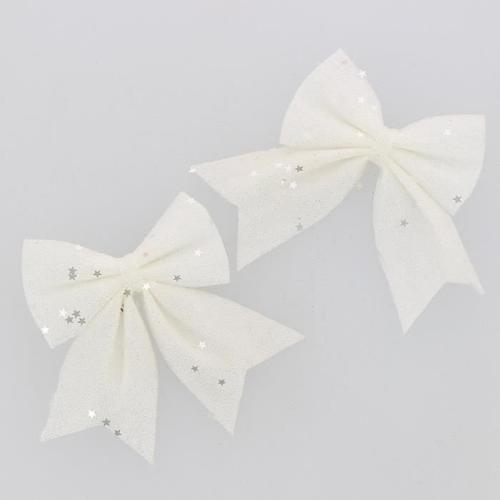 Décoration de Noël noeud papillon en mousse - Set de 2 pièces - Dimensions 12x13cm - Blanc