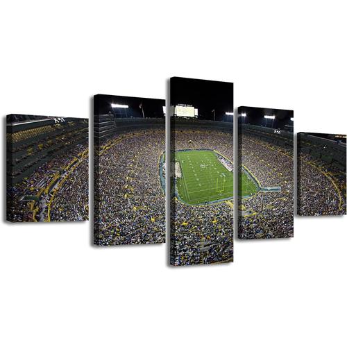 Man Cave Sports Football DecorSport Stadium CanvaWall ArtModern Green Bay Football Field Images pour la maison hommes garçons chambre décoration en bois 200 x 100 cm. (sans cadre)