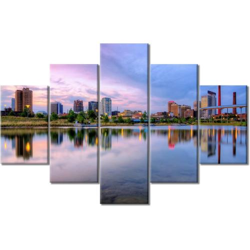 CanvaWall Art Birmingham Alabama USA Skyline Photos pour chambre à coucher Impressions sur toile Poster Nuit Centre-ville Paysage Décoration d'intérieur moderne 200 x 100 cm. (sans cadre)