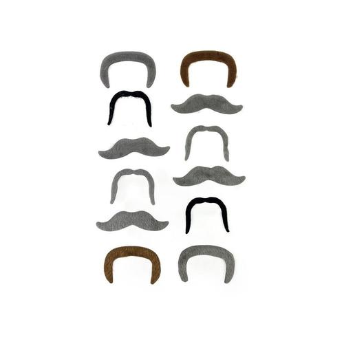 12 Moustaches Adhésives Poilues Mascarade