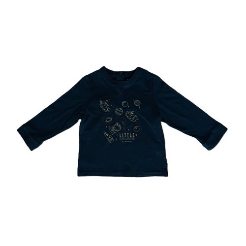 T Shirt Bleu Marine Lapins Planetes Manches Longues. Little Explorers Of Your Heart. Kiabi. 24 Mois