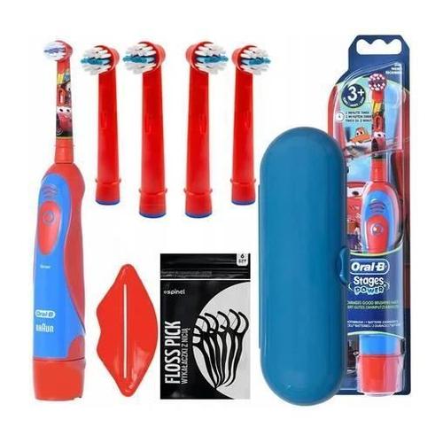 Brosse À Dents Oral-B Advance Cars + 4 Embouts De Rechange Kids Red + Étui De Remplacement "O" Bleu 