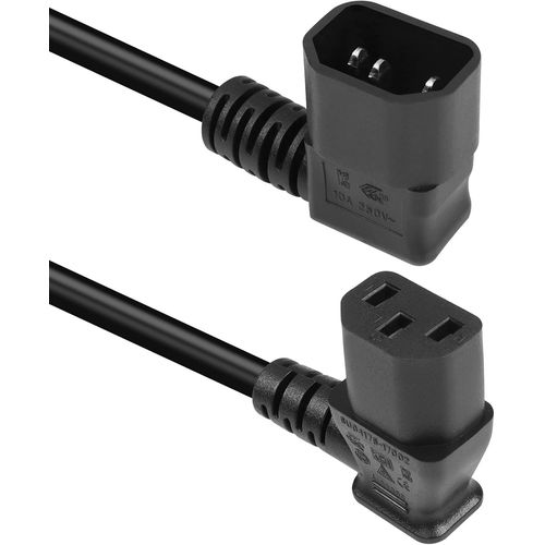 50cm 90 degrs iec320 c14  angle gauche c13 rallonge d'alimentation PDU, 10a 250v, 18AWG c14 mle  c13 femelle cble d'alimentation pour imprimantes, scanner(Left C14 to Left C13)