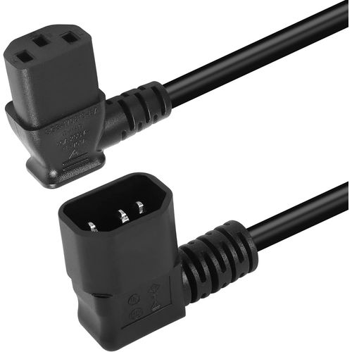 50cm 90 degrs IEC320 c14  Angle Gauche c13 rallonge d'alimentation PDU, cble d'alimentation  Angle Droit c14 mle  c13 Femelle pour Ordinateurs, Scanner(Right C14 to Left C13)