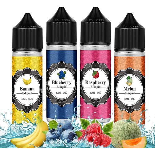 Gnrique : 50mlx4 Vape E Liquide Ecig Vape E Juice Juicy Flavor 70/30 Eliquid Myrtille Melon Banane Framboise Pour Cigarette lectronique Vape Pen Kit De Dmarrage Sans Nicotine Et Tabac