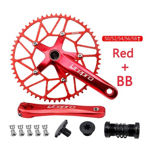 50t - Ensemble De Rouge - Jeu De Manivelles Pour Vlo, Bmx Creux 130bcd, Bougies Intgres, Couronnes Pe 1, Tiges De Connexion 170mm