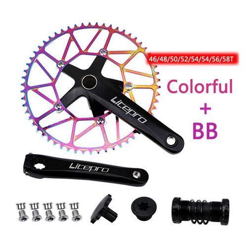 50t - Noir Mat Color - Jeu De Manivelles Pour Vlo, Bmx Creux 130bcd, Bougies Intgres, Couronnes Pe 1, Tiges De Connexion 170mm