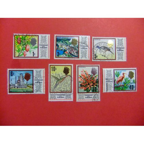 51 Trinidad & Tobago 1969 / Vues, Fleurs, Faune Et lisabeth Ii / Yvert 231 - 235 + 241 + 242 Fu