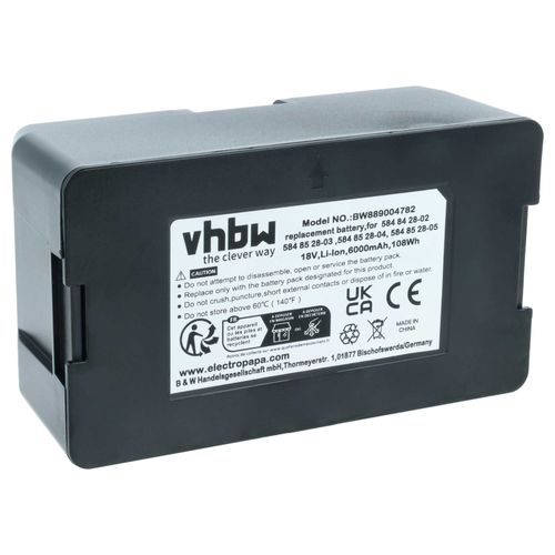 vhbw Batterie compatible avec McCulloch ROB 800, ROB 600, ROB 500, ROB S400 robot tondeuse (6Ah, 18V, Li-ion)