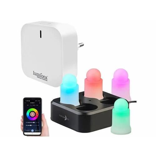 4 bougies LED RVBB connectées rechargeables LEDK-4 avec passerelle réseau