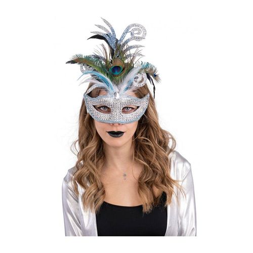 Masque Vénitien Argent Glitter Plastique Adulte