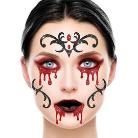 Tatouage Halloween pour Visage Autocollant Maquillage Deguisement Halloween  Femme Cosplay Accessoire, Faux Tatouage Ephemere