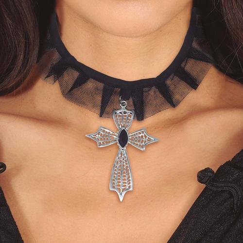 Collier Ras-De-Cou Pendentif Croix Gothique 7cm