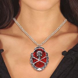 Collier Médaillon Rubis Pirate 5cm Rouge