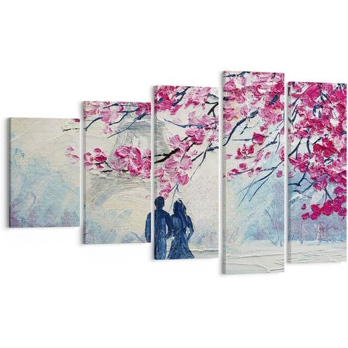 Impression sur toile murale avec tour Eiffel, Paris, couple amoureux, France, impressions artistiques pour décoration de la maison, salon, chambre à coucher 200 x 100 cm. (sans cadre)