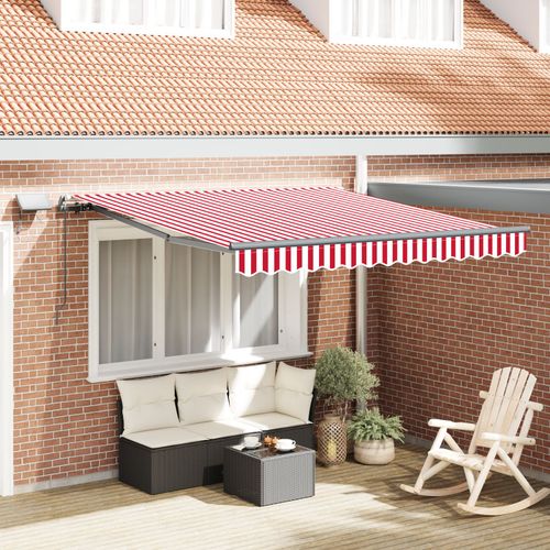 Vidaxl Store Manuel Rétractable Avec Led Rouge Et Blanc 300x250 Cm
