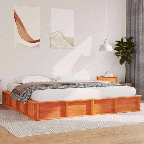 Vidaxl Cadre De Lit Avec Rangement Relevable Marron Ciré 180x200 Cm En Bois Massif De Pin