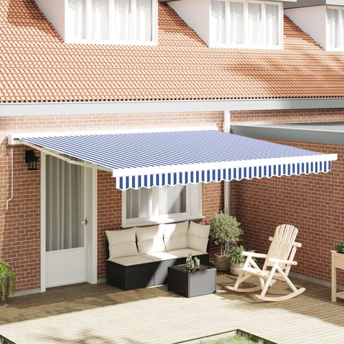 Vidaxl Store Rétractable Manuel Bleu Et Blanc 350x250 Cm