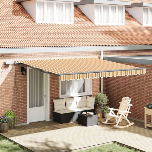 Vidaxl Store Rétractable Manuel Avec Rayures Multicolores Led 400x350 Cm