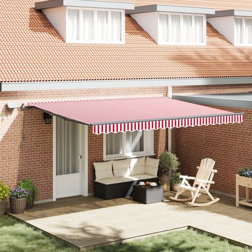 Vidaxl Store Rétractable Manuel Avec Led Rayé Rouge Et Blanc 450x350 Cm