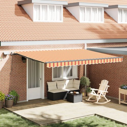 Vidaxl Store Rétractable Manuel Avec Led Jaune Et Orange 450x350 Cm