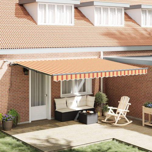 Vidaxl Store Rétractable Automatique Avec Led Jaune Et Orange 450x350 Cm