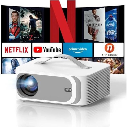 4K Video Projector Netflix CertifiedDolby Audio: 1080P Native 36000Lux Video Projector with Movin, 4D4P Keystone, Electric Focus,