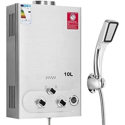 Chauffe-eau à Gaz 10L Avec Douche Suralimentée - Fulgutonit - Gaz propane - 32 cm - 32 x 0,03 x 52 cm