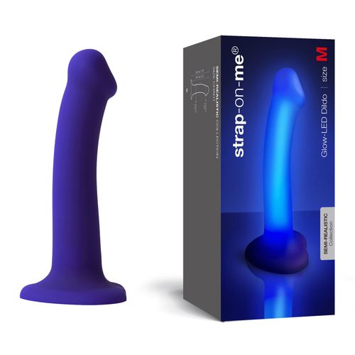 Dong Ventouse Lumineux Glow-Led Violet - Strap-On-Me Taille M - Violet